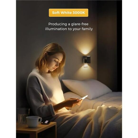 LED Night Light Plug in Modern Night Lights Dimmable Adjustable Brightness2 Pack - Picture 6 of 7